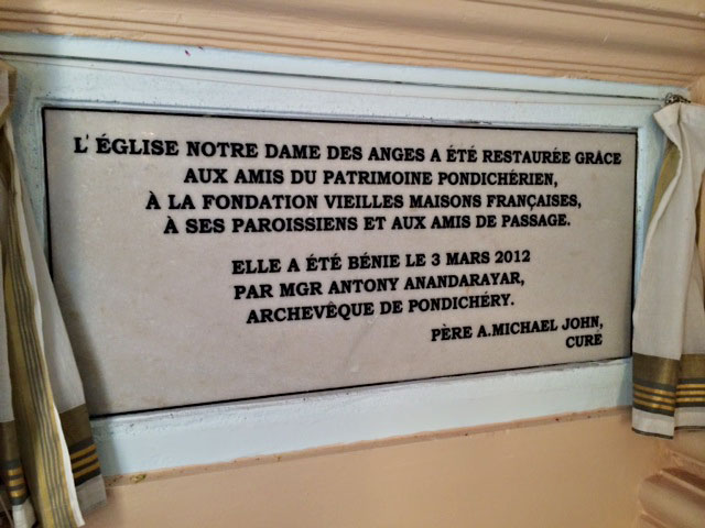 plaque dédiée aux donateurs de la restauration de Notre-Dame-des-Anges
